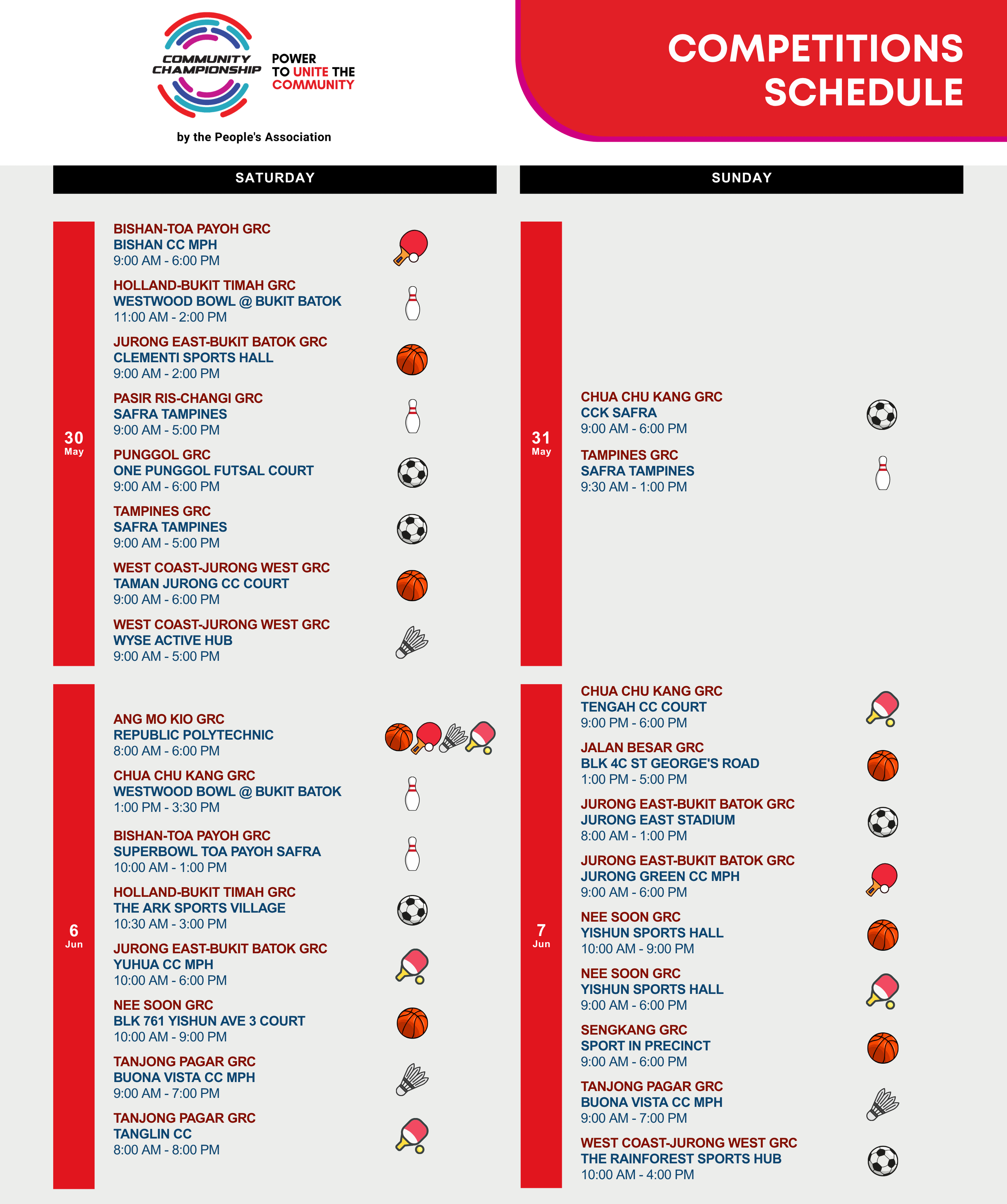 Upcoming GRC Competitions Schedules